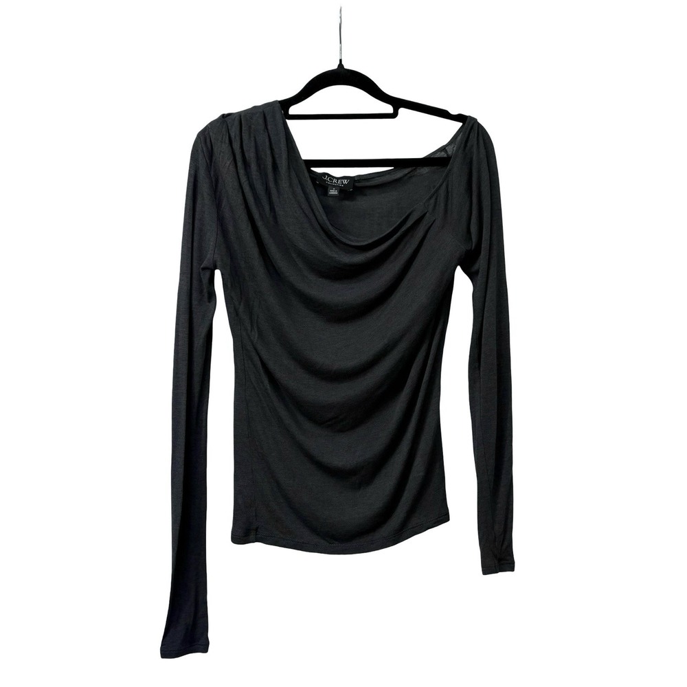 J Crew Collection sheer wool-blend one-shoulder top Gray Black Size Small